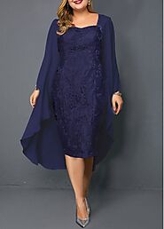 Plus Size Chiffon Cardigan and Sheath Dress |  USD... - DRESSES H22
