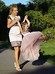 Copy of Mommy and Me matching dresses outfits, Pink Lace Knee length Mother Daughter dresses, Tight Dress Girls party...