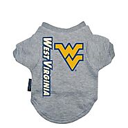 West Virginia Mountaineers Heather Grey Pet Dog T-Shirt by Hunter