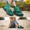 Womens Handcrafted Leather Flat Ankle Booties Green CW305020