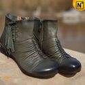 Ladies Designer Leather Ankle Booties Olive CW305011