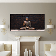 Black Printed Meditating Buddha Framed Wall Art – DecoreMantra