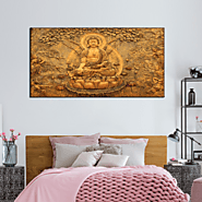 Gautam Buddha Meditation With Tree Big Abstract Design Wall Painting – DecoreMantra