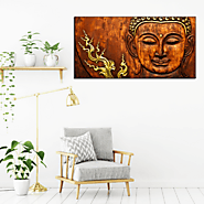 Brown Gautam Buddha Natural Abstract Design Big Wall Painting – DecoreMantra