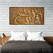 Buddha Sleeping Abstract Design Natural Big Wall Painting – DecoreMantra