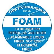 This Extinguisher Foam - To Be Used For Petrol, Oil And Other Flammable Liquid Fires Not For Electrical Fires Sign an...