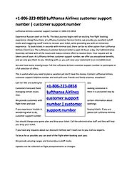 +1-806-223-0858 Lufthansa Airlines customer support number | customer support number by premiumairlines786 - Issuu