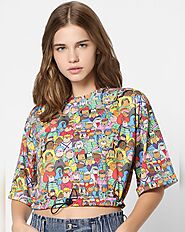 Buy Flabjacks Multi-coloured Printed T-shirt For Women