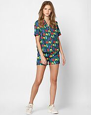 FLABJACKS GREEN GRAPHIC PRINT CO-ORD TOP & SHORTS
