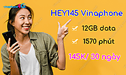 Đăng ký gói HEY145 của Vinaphone nhận 1570 phút + 12GB chỉ 145K