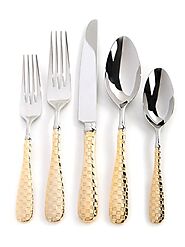 GOLD CHECK FLATWARE - 5-PIECE PLACE SETTING