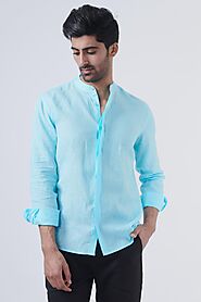 Blue Linen Shirt for Men - Beyours