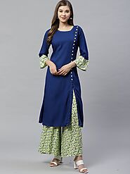 Buy kurta with palazzo and dupatta set Online for women at best price | Yash Gallery