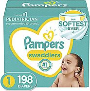 Pampers Newborn Swaddlers Disposable Baby Diapers, One Month Supply, Size 1, 8 - 14 lb, 198 Count