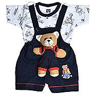 Buy Roble Party Wear Romper Baba Suit Dungree Jumpsuit Blue Outfits For Newbron Babies Boys & Girls 6 Months -2 Years...