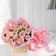 Pink Rose Flower Bouquet | 15 Pink Roses in a Bouquet