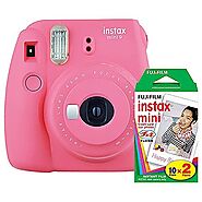 Fujifilm instax Mini 9 Instant Camera (Flamingo Pink) and instax Film Twin Pack (20 Exposures) Bundle Pink