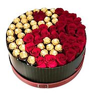 Red Roses with Ferrero Sweet Box