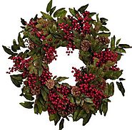 Green Red Berries Christmas Wreath Classic Wreath - deleveredflowers