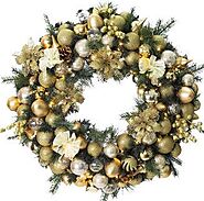 Shop Gold and Navy Blue Luxury Christmas Bauble Wreath