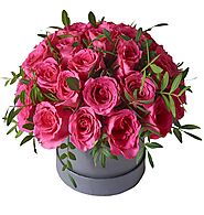 Beautiful Pink Roses with Greenery Valentine Flowers Online Delivery