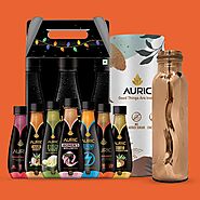 Exclusive Gifts by Auric - Pure Copper Bottle with Ayurvedic Beverages