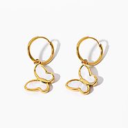 Make Yourself Look Good With Butterfly Hoop Earrings in Gold