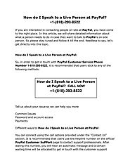 How do I Speak to a Live Person at PayPal? +1-(818)-293-8522 by Devin look - Issuu