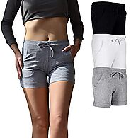 Sexy Basics Women's 3 Pack Active Wear Lounge Yoga Gym Casual Sport Shorts (3 Pack-Black/Grey/White, Medium)