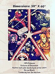 Marvel Plush Throw Blanket 50" X 60" Spider-man Hulk Thor Iron Man Captain America