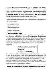 Yahoo Mail Customer Service +1-(818)-748-9008
