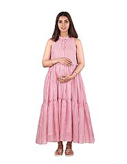 Pink striped Maternity layer maxi dress [FREE SHIPPING] – Mom's Rack