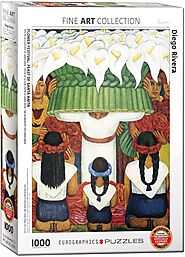 Diego Rivera's Flower Festival Feast of Saint Anita 1000 Piece Puzzle - Puzzlicious.com