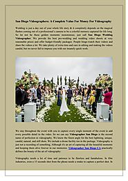 A Complete Value for Money in Videography by San Diego Wedding Videographers