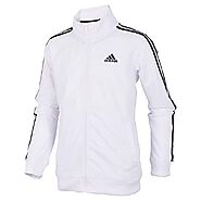 adidas Boys' Big Zip Front Iconic Tricot Jacket, White, Small