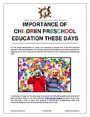 Importance of children preschool education these days