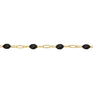 Black Enamel Chain 2.2 x 2.6mm with 2.1mm 3 paper clip links - Gold Filled -