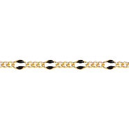 Black Enamel Chain 2.5 x 3.5mm with 1.8mm 3 curb links - Gold Filled -