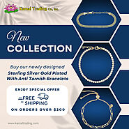 You will always get a positive response for our delicate sterling silver gold plated with anti tarnish bracelet.