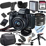 Canon EOS M50 Mirrorless Digital Camera Video Kit with 15-45mm Zoom Lens + Shot-Gun Microphone 6 + LED Always on Ligh...