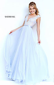 Sherri Hill 11269 Lace Applique Long Bodice Prom Dresses Beaded Silver 2015 [Sherri Hill 11269 Silver] - $172.00 : 20...