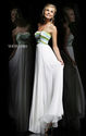 Cheap Strapless Open-Back Bodice Ivory/Aqua/Green Long Prom Dress [Sherri Hill 8532 Ivory/Aqua/Green] - $225.00 : The...