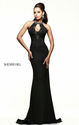 2014 Beaded Black Open-Back Sherri Hill 21363 Long Evening Gown