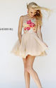 2014 Beaded Sherri Hill 21198 Blush Lace A-Line Short Prom Dress