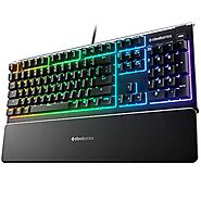 SteelSeries Apex 3 RGB Gaming Keyboard – 10-Zone RGB Illumination – IP32 Water Resistant – Premium Magnetic Wrist Res...