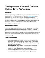 The Importance of Network Cards for Optimal Server Performance