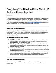 Everything You Need to Know About HP ProLiant Power Supplies