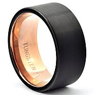 VOLTAN 10mm Matte Black Mens Wedding Ring in Tungsten