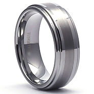 Gaboni Jewelers - Buy our 8MM Tungsten Ring Lined with Steps.