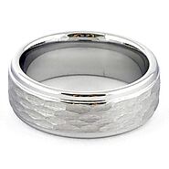 MACAT Hammered Ring White Band with Step Edges | Gaboni Jewelers
